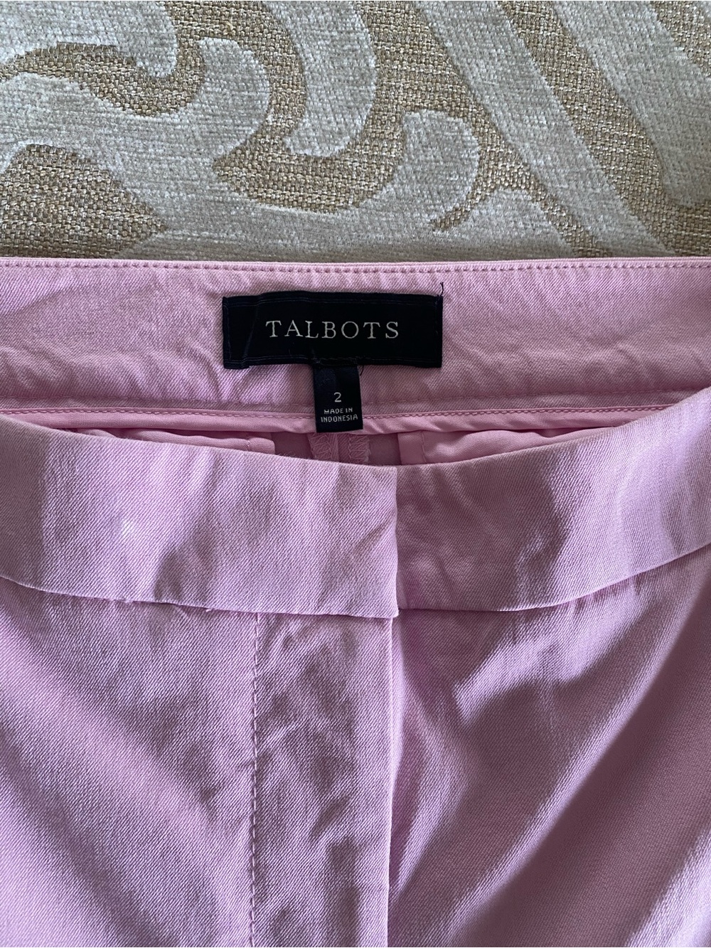Talbots Blush Pink Ruffle Hem Ankle Pants Size 2 Stretch Cotton Career Casual - Picture 6 of 10